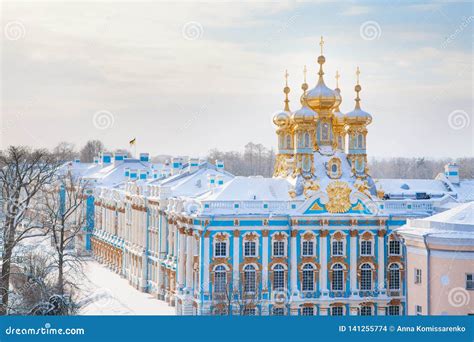 Winter Catherine Palace Architecture with Blue Sky Stock Photo - Image ...