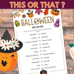 Halloween This or That Halloween Printable Game Halloween - Etsy