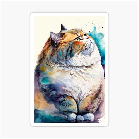 "Chonk cat watercolor 02" Sticker for Sale by printiesart | Redbubble