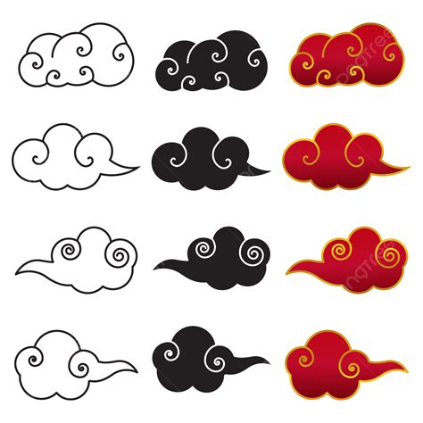 Chinese Cloud Icon Set, Chinese, Cloud, Chinese New Year PNG and Vector with Transparent ...