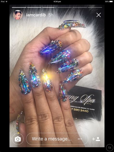 Cardi B’s new nails are proving ‘emselves ready for the bedroom! 😂 | Cardi b nails, Bling nails ...