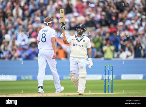 Rishabh Pant of India celebrates a half century (50 runs Stock Photo ...