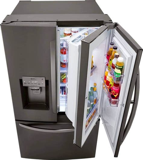 LG 29.7 Cu. Ft. French Door-in-Door Refrigerator with Craft Ice PrintProof Black Stainless Steel ...