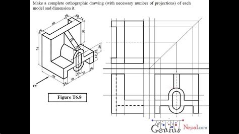 Engineering Drawing Tutorials/Orthographic drawing 2 with Front view & Side view (T 6.8) - YouTube