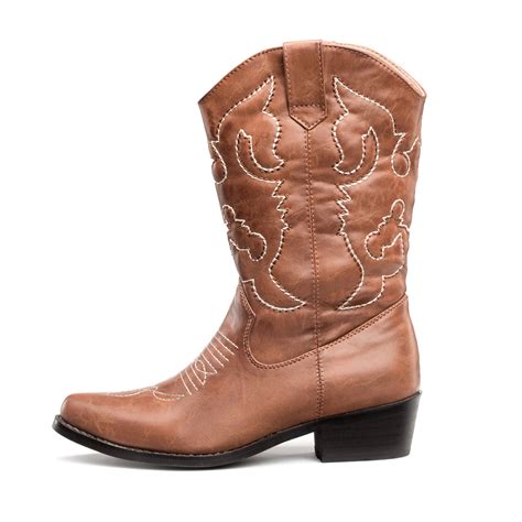 SheSole Womens Ladies Cowgirl Cowboy Boots Western Mid Wide Calf Winter ...