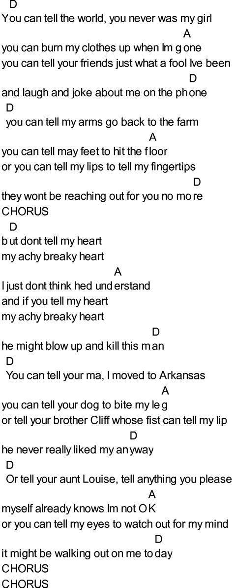 Bluegrass songs with chords - Achy Breaky Heart