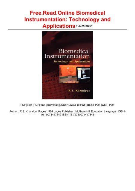 Free.Read.Online Biomedical Instrumentation: Technology and Applications