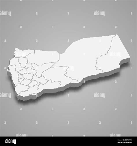 3d map of Yemen with borders of regions Stock Vector Image & Art - Alamy