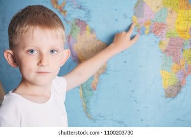 Little Boy On Background World Map Stock Photo 1100203730 | Shutterstock