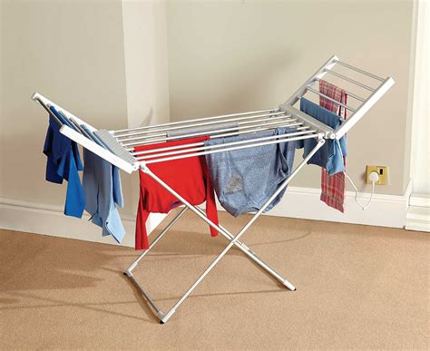 Free Standing Folding Heated Clothes Laundry Drying Rack 8 Bars Lightweight | eBay