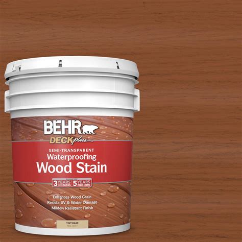 BEHR DECKplus 5 gal. #ST-122 Redwood Naturaltone Semi-Transparent Waterproofing Exterior Wood ...