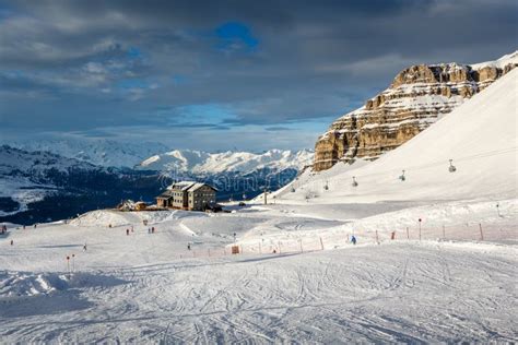 Ski Restaurant In Madonna Di Campiglio Ski Resort, Italian Alps Stock ...