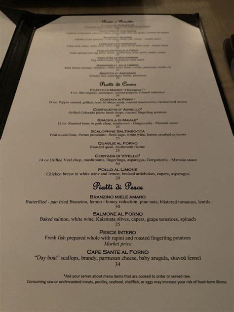 Menu at Bella Piatti restaurant, Birmingham