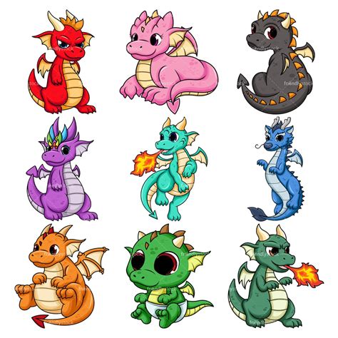 Cute Dragons Cartoon Vector Clipart - FriendlyStock