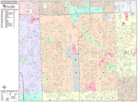 Sterling Heights Michigan Wall Map (Premium Style) by MarketMAPS - MapSales.com