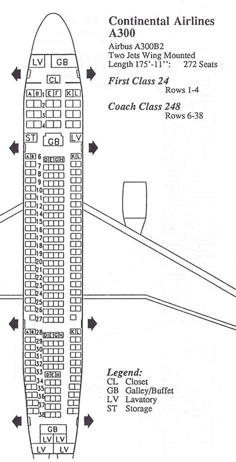 Vintage Airline Seat Map: Continental Airlines Airbus A300 - Frequently ...