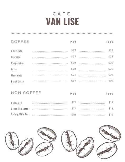 White Minimalist Illustration Coffee Shop Menu - Venngage