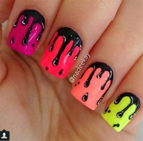 Black drip | Drip nails, Cute nail designs, Nail polish