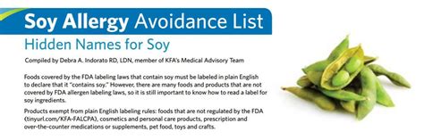 Soy Allergy Avoidance List - Hidden Names for Soy | Soy allergy, Food covers, Allergies