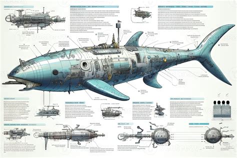 narwhal cyborg animal detailed infographic, full details anatomy poster diagram illustration ...