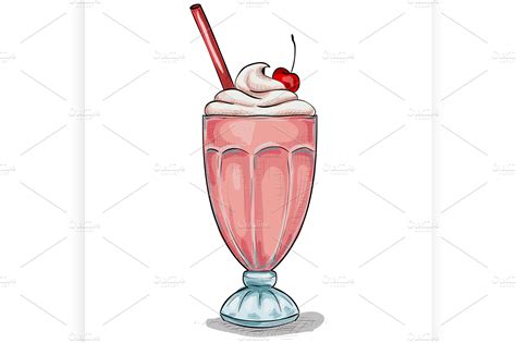 Milk shake cocktail color | Custom-Designed Illustrations ~ Creative Market