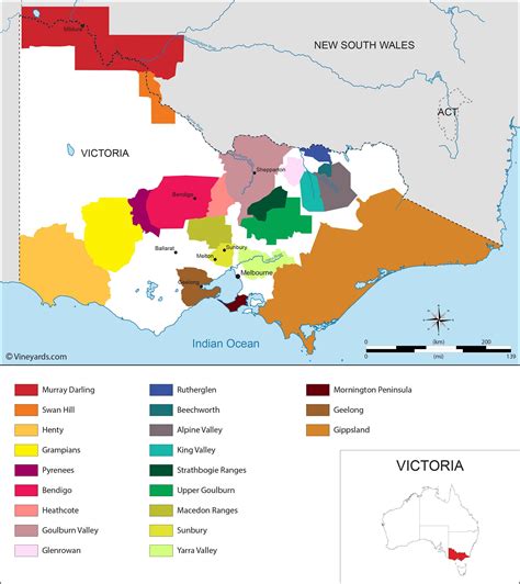 Australia Map of Vineyards Wine Regions