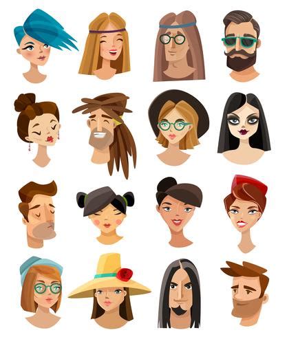 Avatars Set In Cartoon Style 470608 Vector Art at Vecteezy