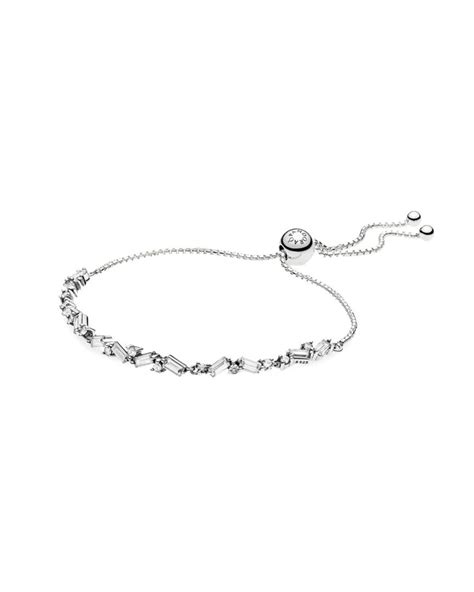 PANDORA Silver Sparkling Cz Ice Cube Slider Tennis Bracelet in Metallic - Lyst