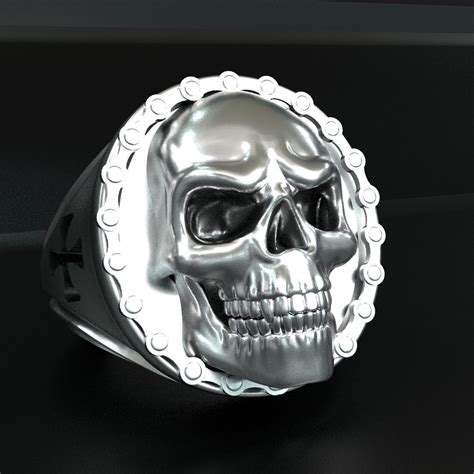 3D print model Biker Skull ring biker | CGTrader