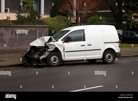 Crashed White Van Stock Photo - Alamy