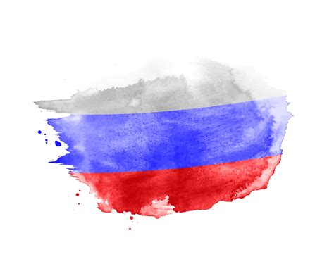 Hand Drawn Watercolor Brush Paint Russian Flag with Place for Sample ...