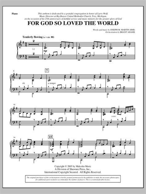 For God So Loved the World - Piano sheet music by Joseph M. Martin ...