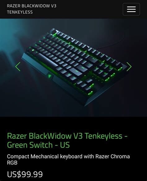 New Razer BlackWidow V3 Tenkeyless Mechanical Gaming Keyboard - US Layout