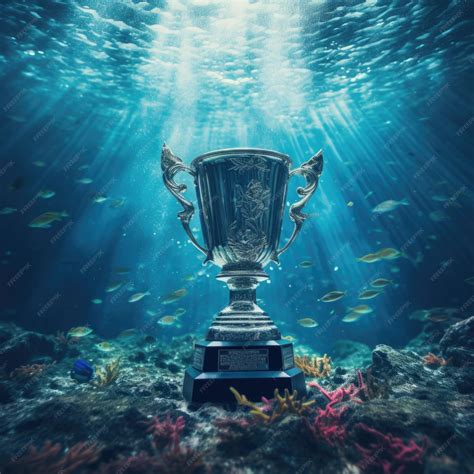 Premium Photo | Championship Trophy at Under Water Background