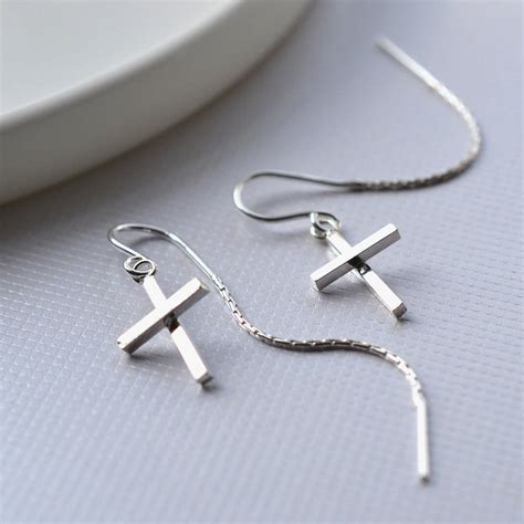 sterling silver cross earrings by martha jackson sterling silver | notonthehighstreet.com