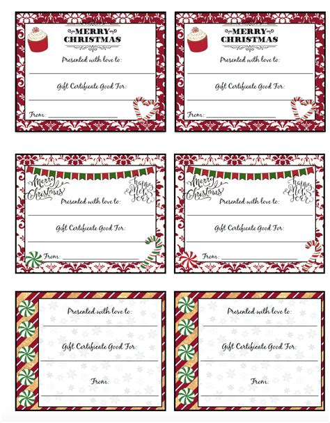 FREE Printable Christmas Gift Certificates: 7 Designs, Pick Your Favorites