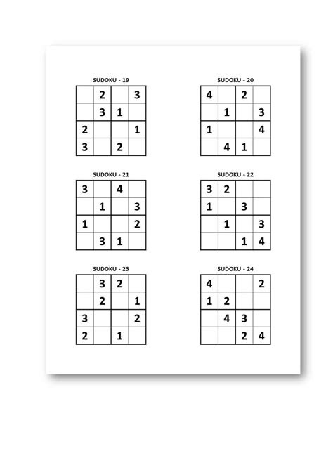 Set of Sudoku 4x4 Puzzles for Kids, 6000 Sudoku Puzzles with Solutions ...