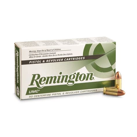 Remington UMC, 9mm Luger, MC, 124 Grain, 50 Rounds - 95035, 9mm Ammo at Sportsman's Guide