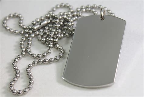 SOLID STAINLESS STEEL HEAVY DUTY POLISHED DOG TAG NECKLACE PENDANT FREE ENGRAVE | eBay