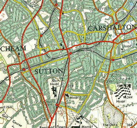 Sutton, Surrey, map from 1955 & 1970s