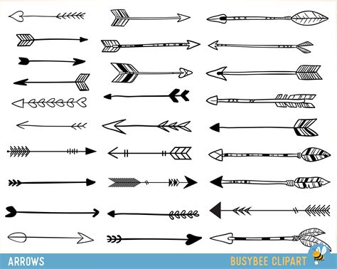 Arrows Clip Art, Tribal Arrow Clipart, Archery Hand Drawn Arrows ...