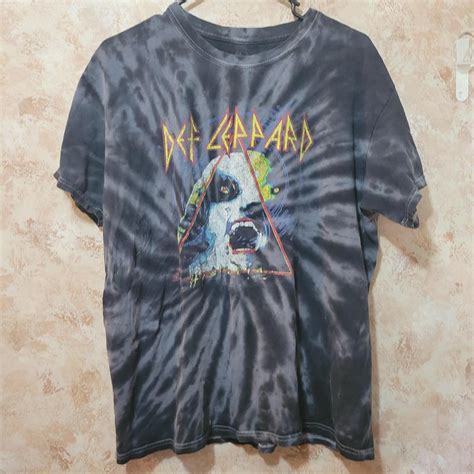 Black and white tye dye def leppard band... - Depop