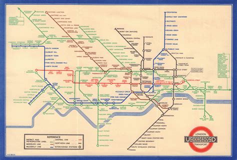 LONDON UNDERGROUND tube map plan diagram. Middle Circle. HARRY BECK #2 1937