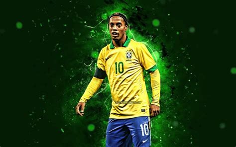 Download wallpapers Ronaldinho, 4k, Brazil National Team, soccer, footballers, neon lights ...