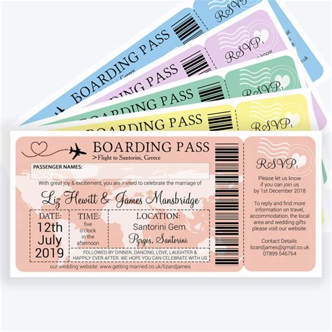 Airline Boarding Pass Travel Themed Wedding Invitation