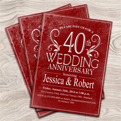 40th Wedding Anniversary / Digital Printable Invitation