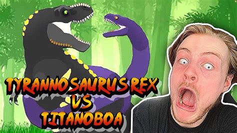 Tyrannosaurus rex vs Titanoboa REACTION - YouTube