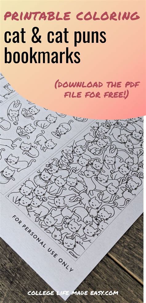 Free bookmarks with cute cat templates for you to color. Fun for adults and kids! # ...