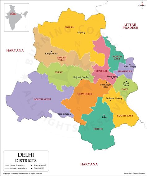 Delhi Map Outline With District Name Royalty Free Vector, 49% OFF