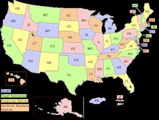 Map of 52 States in USA